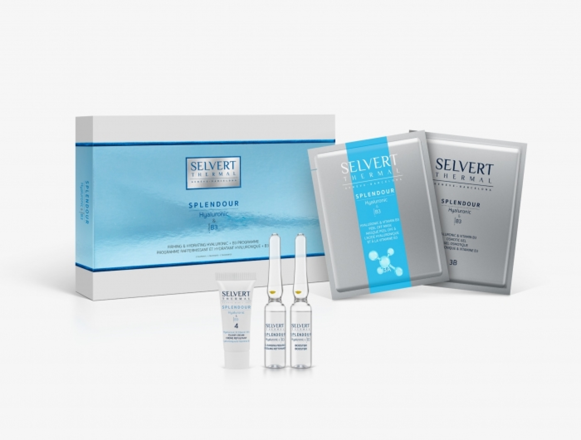 <p>SPLENDOUR PROFESSIONAL PACK</p>
<p>Firming & Hydrating Hyaluronic + B3 Programme</p>
<p>&nbsp;</p>
<p>Redensified, smooth and hydrated skin thanks to an extraordinary formula that combines hyaluronic acid of different molecular weights and the extensive cosmetic properties of Vitamin B3.</p>
<p>From the very first session, the skin is revealed in all its splendour. The main signs of ageing such as wrinkles and fine lines fade away to give way to smooth, soft and supple skin.</p>
<p>Translated with www.DeepL.com/Translator (free version)</p>