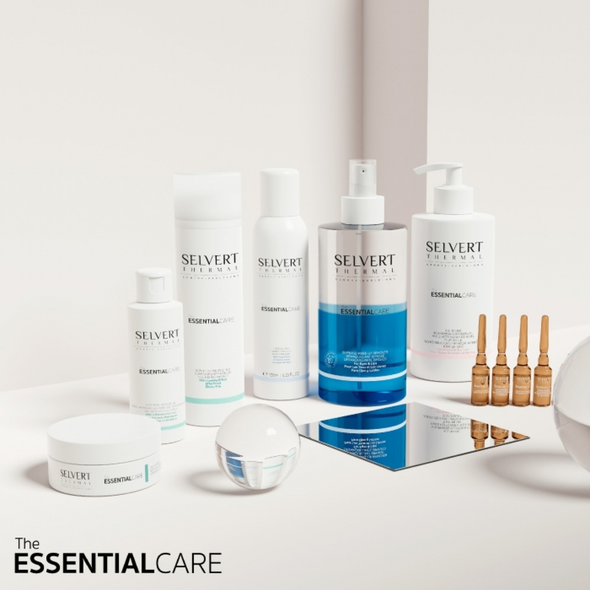 <p>At Selvert Thermal we believe that everyone's skin is unique and has its own needs. To this end, we have created The Essential Care, an<br />essential care line that focuses on balancing the skin, bringing harmony and wellness to it.</p>
<p><br />Based on High Technology Marine, we have selected Gulf Stream Sea Water as an extraordinary active ingredient present in the entire line,<br />composed of a concentrate of mineral salts and trace elements from the strongest marine currents on the planet.</p>
<p><br />We have also adopted the "Well-Ageing" philosophy inspired by one of the world's longest-living blue zones, Okinawa Island, Japan, thanks to<br />Celebr'age™, a coveted active ingredient extracted from the Porcelain Lily.</p>
<p><br />A complete and essential line for your Beauty Salon that provides an exclusive and unique solution for every client.</p>